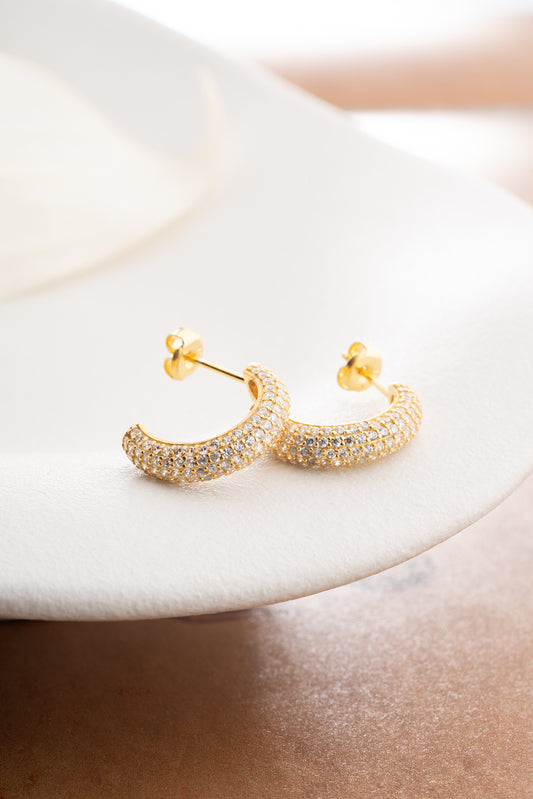 Sparkling half hoop earrings
