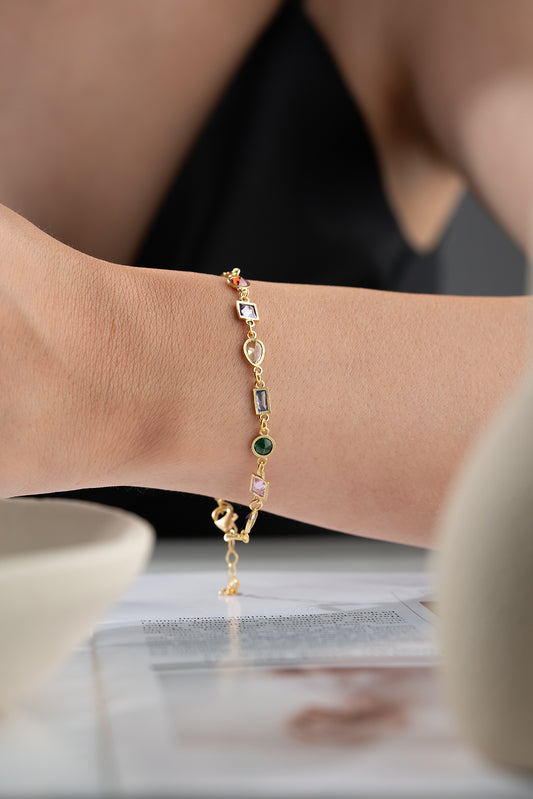 Seranay Meer-kleurige Steen Armband – Verguld