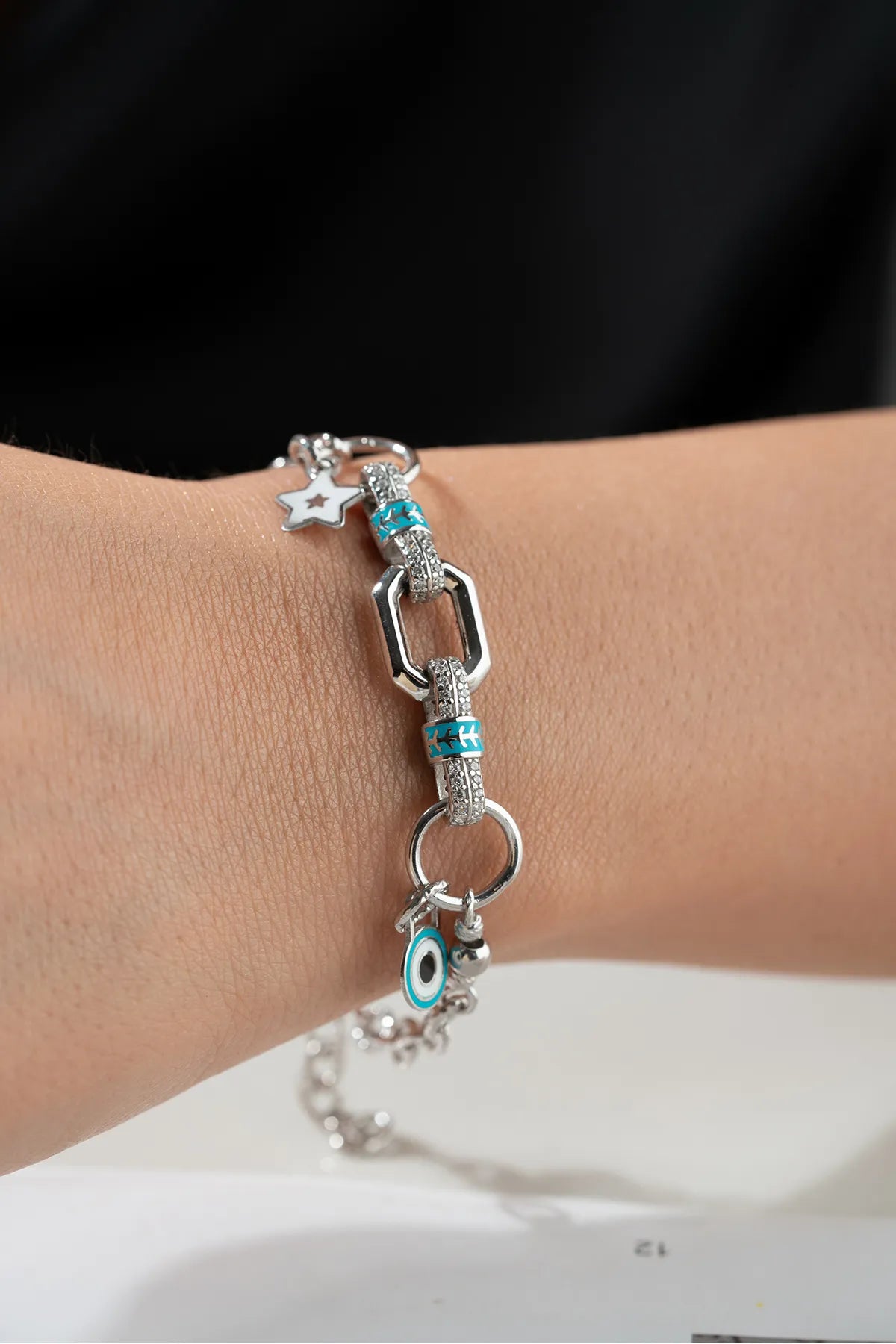 925 Sterling Zilveren Trend Armband met Bedels
