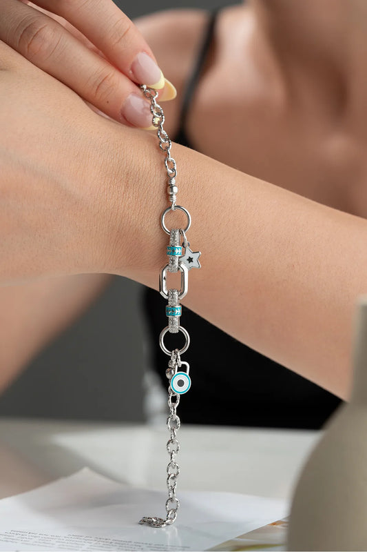 925 Sterling Zilveren Trend Armband met Bedels