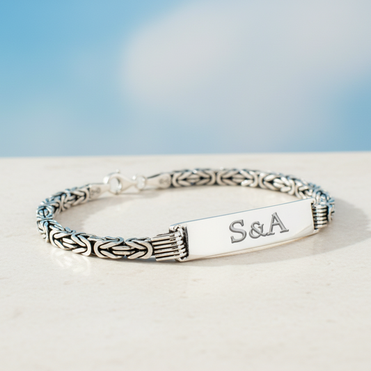 Zilveren herenarmband koningsschakel met naam