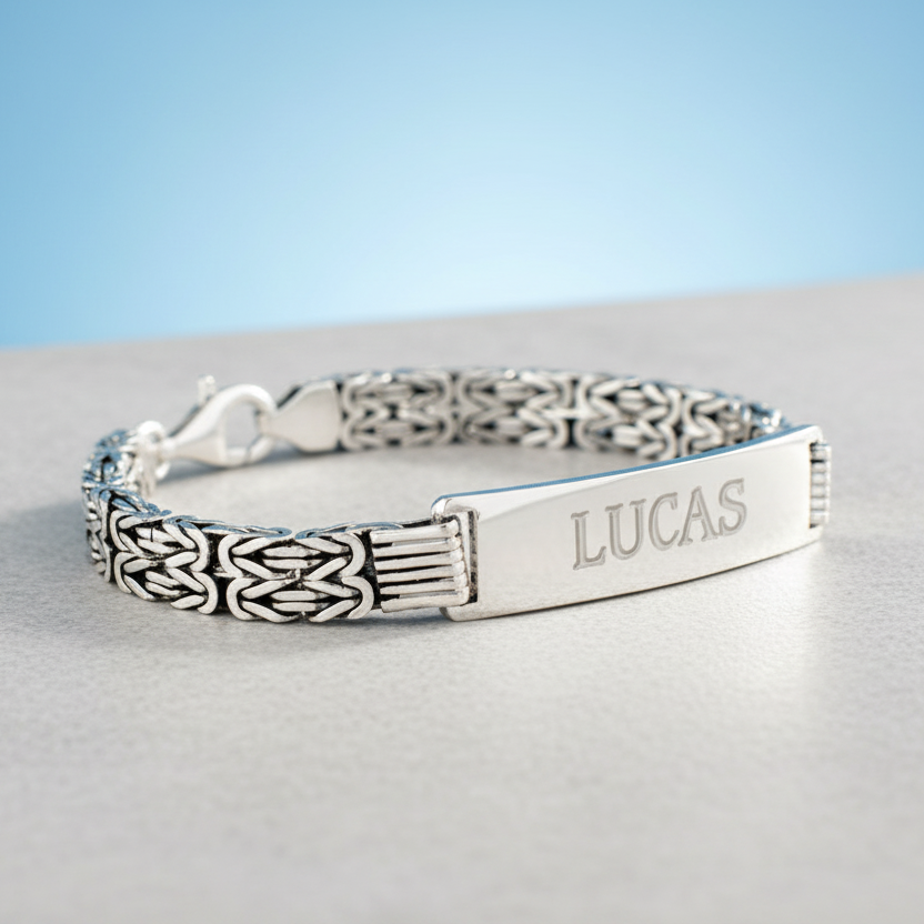 Silbernes Herrenarmband Königsglied mit Namen