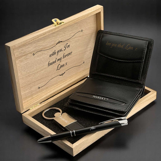 Gepersonaliseerde Geschenkset - Pen - Portemonnee - Sleutelhanger - Gift Set