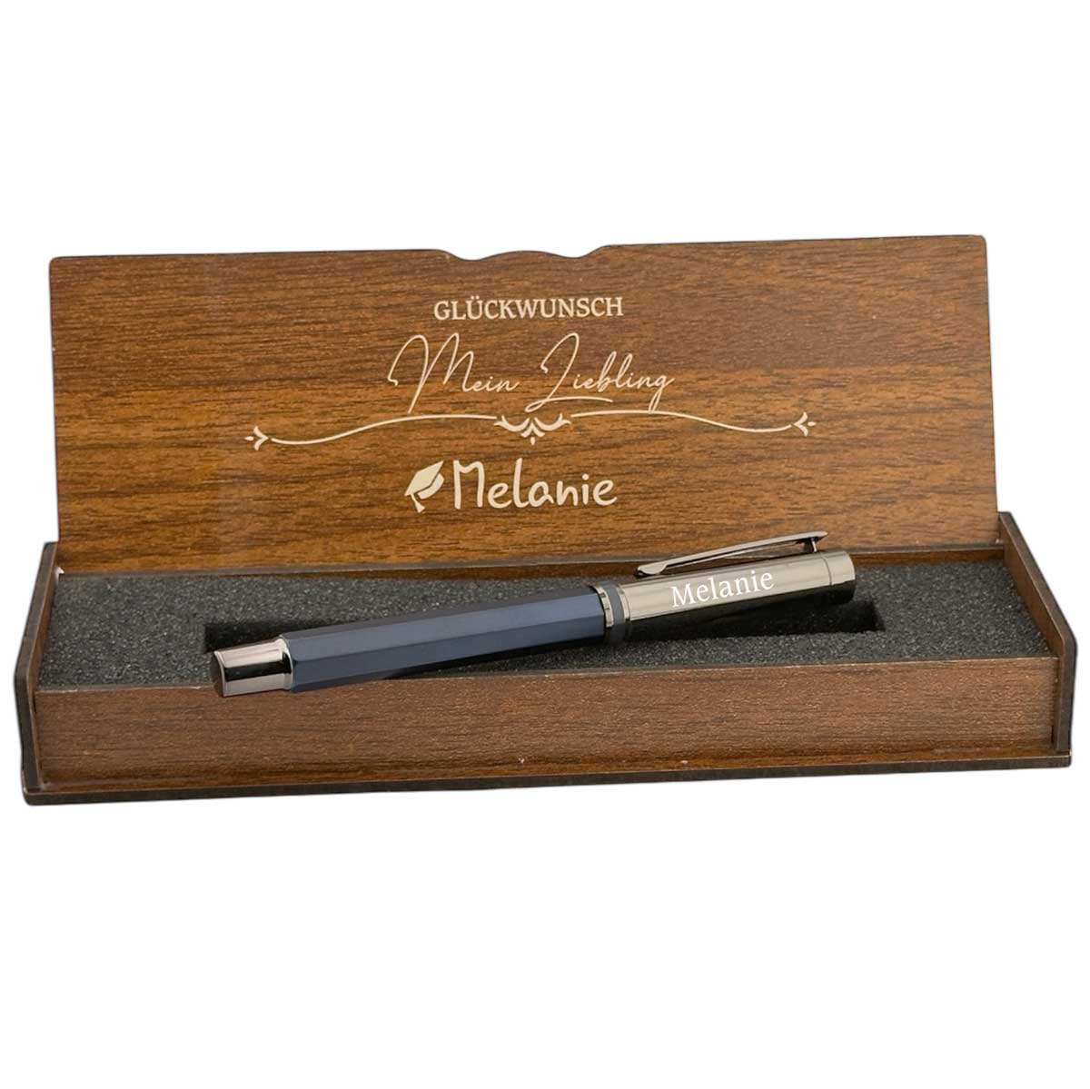 Personalized luxury pen set - engraved wooden box - successful gift