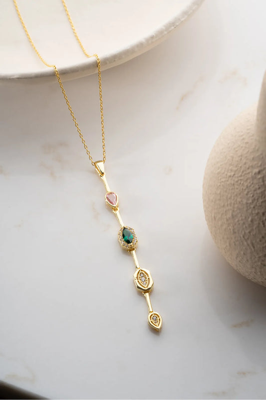 Serenay Ketting van 925 Zilver met Kleurrijke Stenen