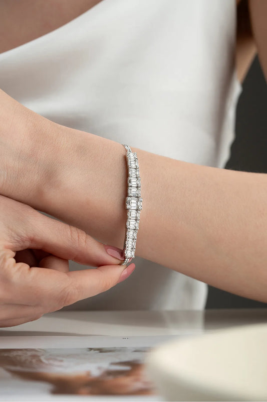 925 Zilveren Armband met Baguette Stenen