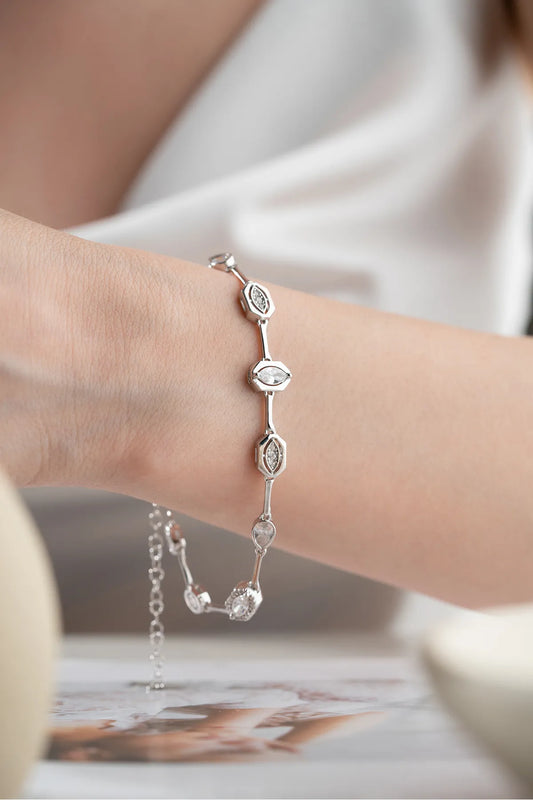 925 Sterling Zilveren Armband met Zirkonia Stenen