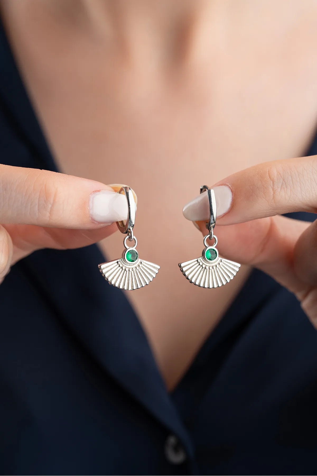 925 Sterling Zilveren Oorbellen met Smaragdgroene Zirkonia
