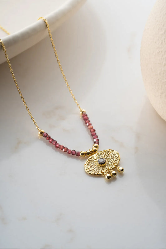 925 Sterling Zilveren Syrisch Oog Ketting met Kralen