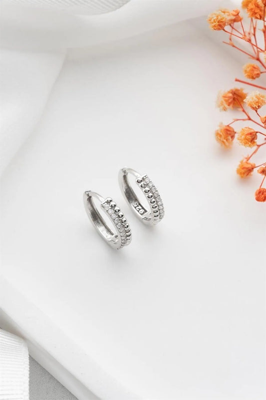925 Sterling Zilveren Creolen met Bolletjes en Steentjes