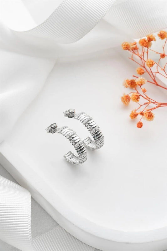 925 Sterling Zilveren Creolen met Bolletjes en Steentjes