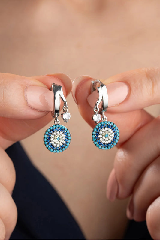 925 Sterling Zilveren Oorbellen met Dubbele Nazar Bedel