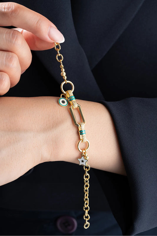 925 Sterling Zilveren Trend Armband met Bedels