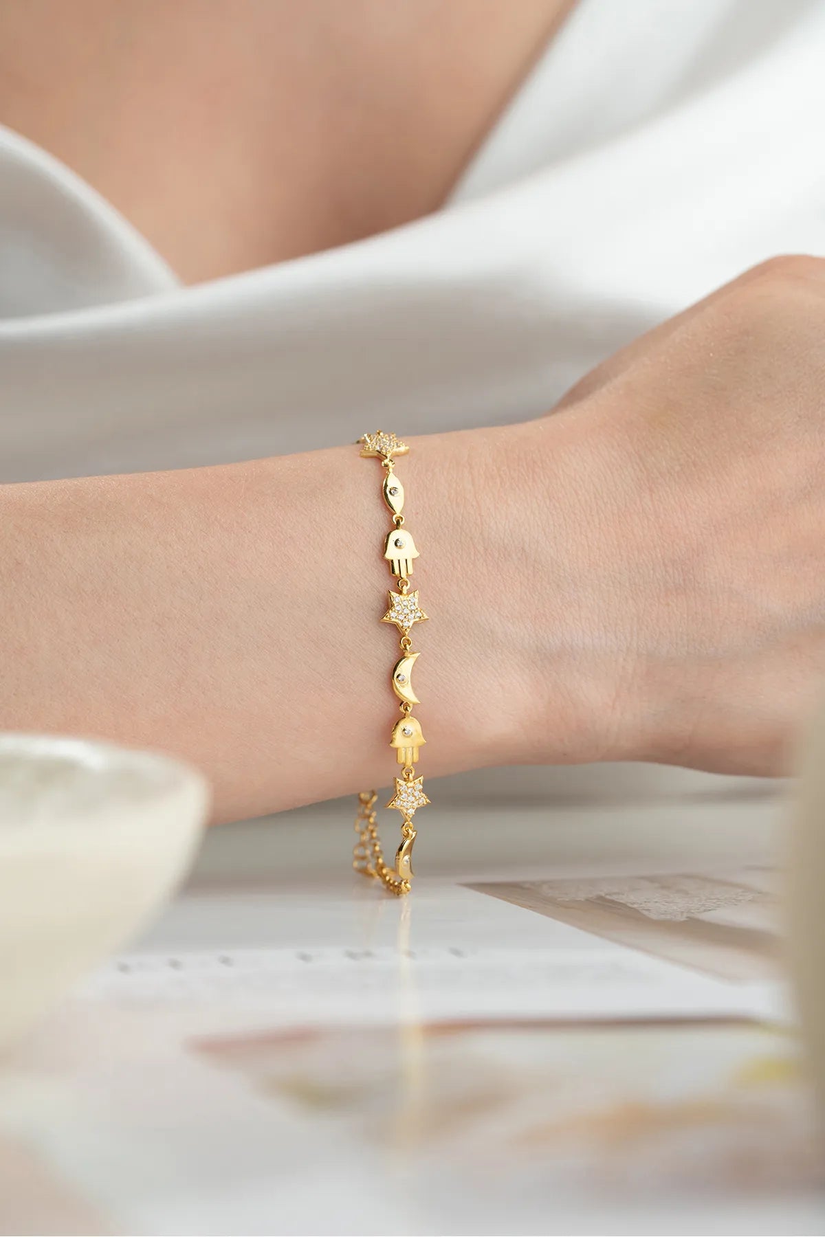 925 Sterling Zilveren Gouden Figuur Armband