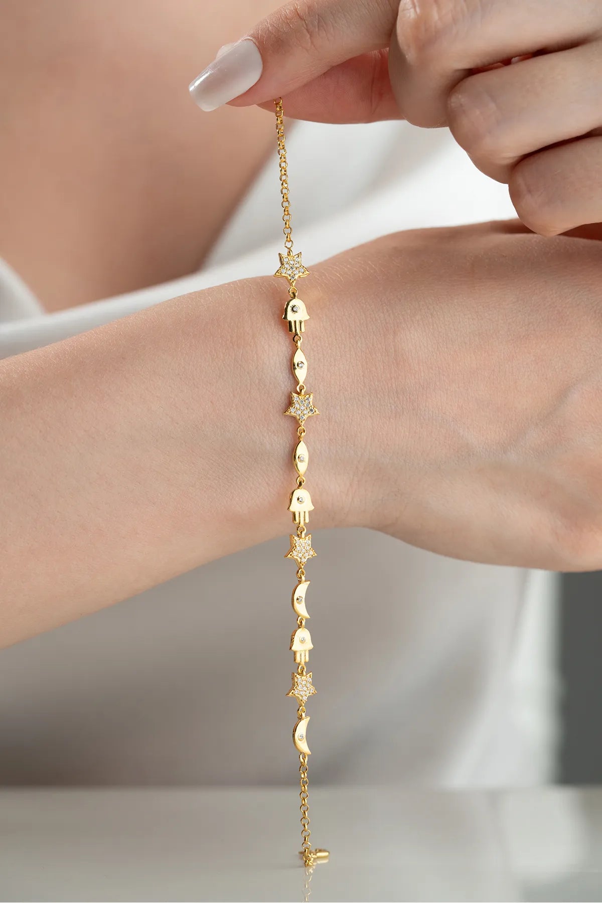 925 Sterling Zilveren Gouden Figuur Armband