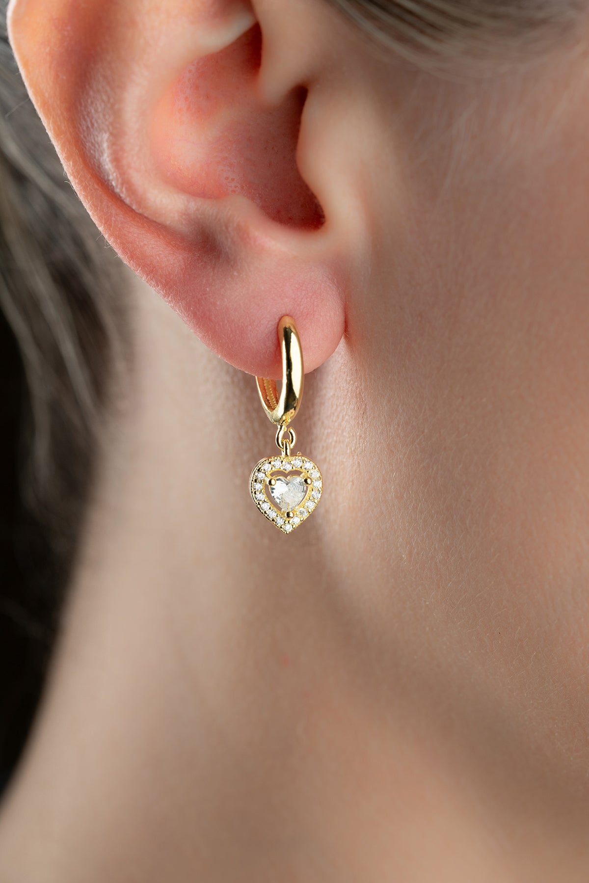 Heart Earrings - Heart -shaped pendant in gold or silver