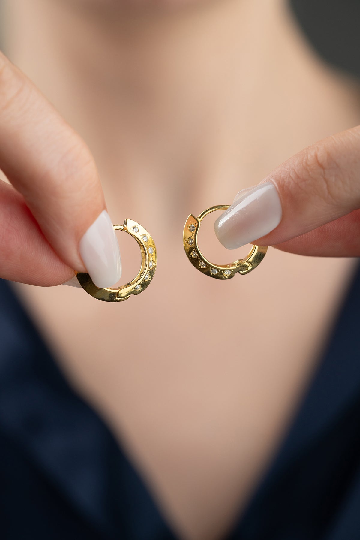 Sparkle Hoops – Triangle Stone Earrings | Silver & Gilded