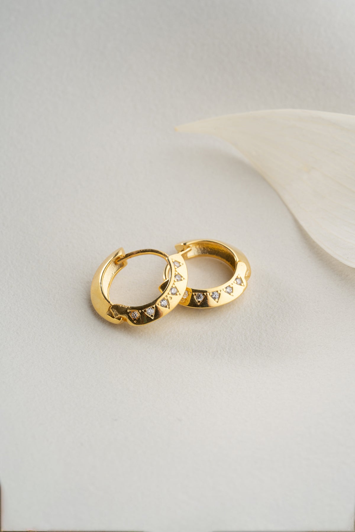 Sparkle Hoops – Triangle Stone Earrings | Silver & Gilded