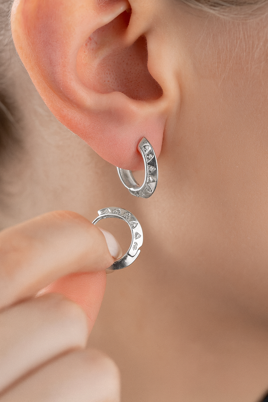 Sparkle Hoops – Triangle Stone Earrings | Silver & Gilded