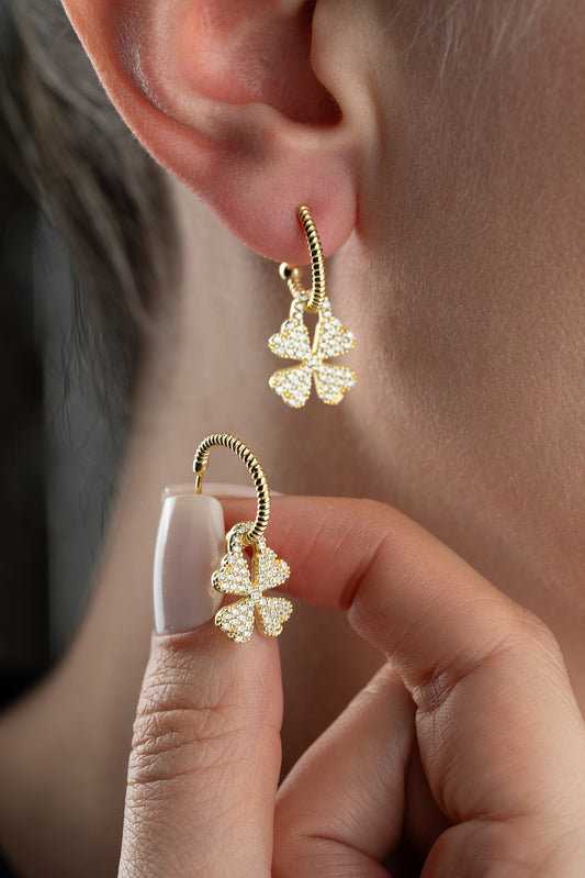 Cloversvier earrings with stones