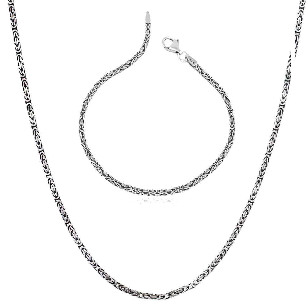 Zilveren set ketting&armband koningsschakel (2,2mm) BLCK003-S