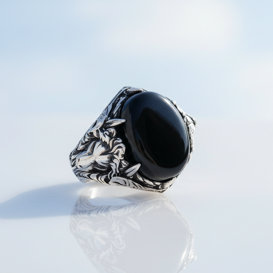 Silbermännerring mit Onyx