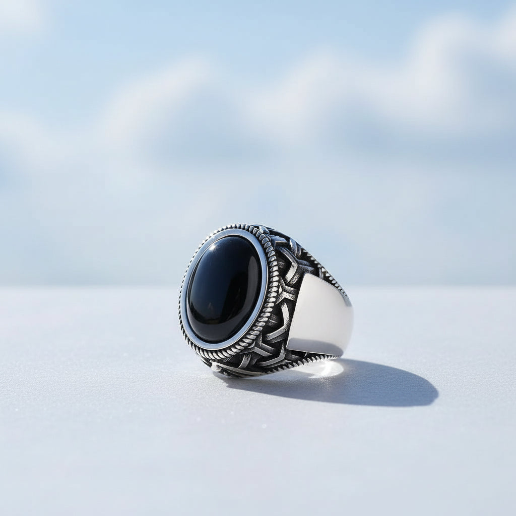Zilveren Heren Ring Met Onyx