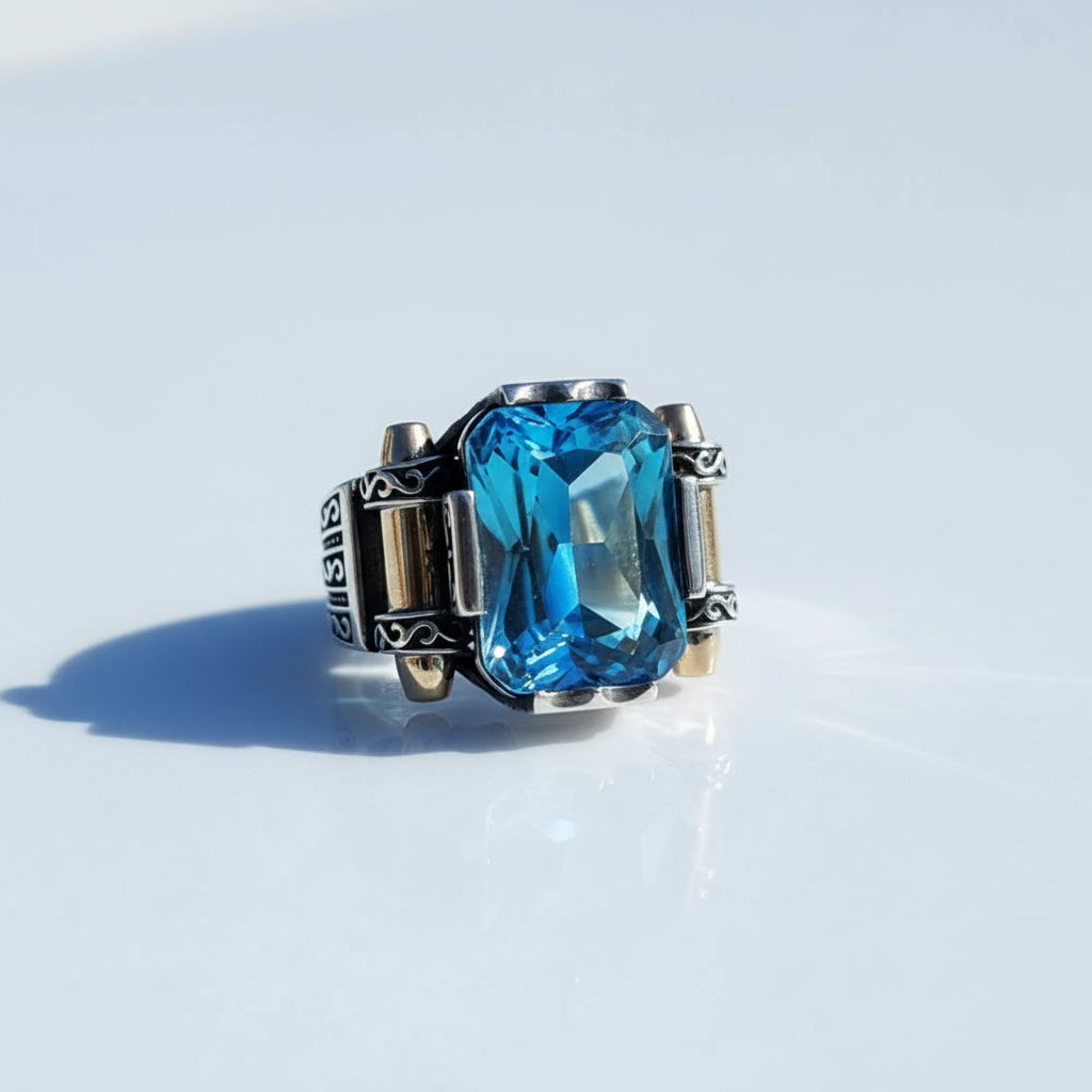 Men's Ring With Blue Stone CLMR0162
