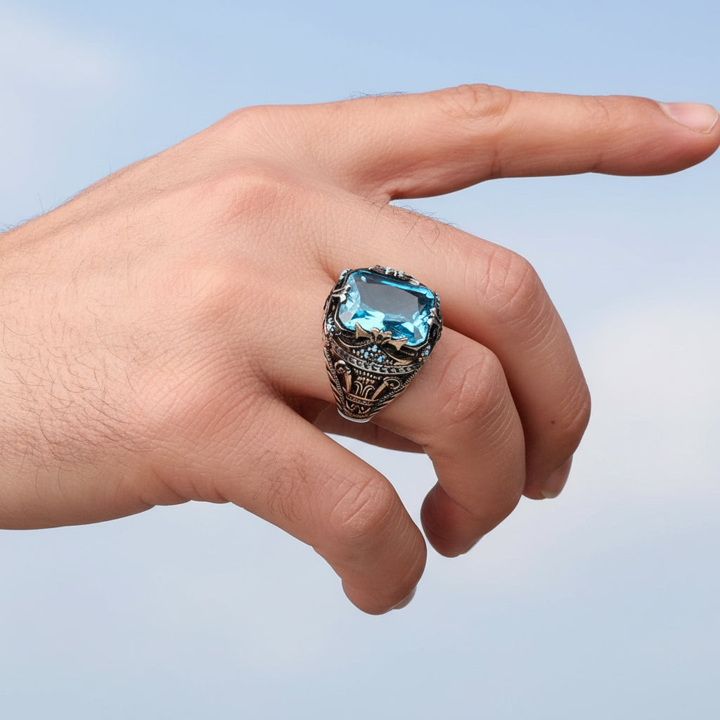 Herrenring mit blauem Stein CLMR0221