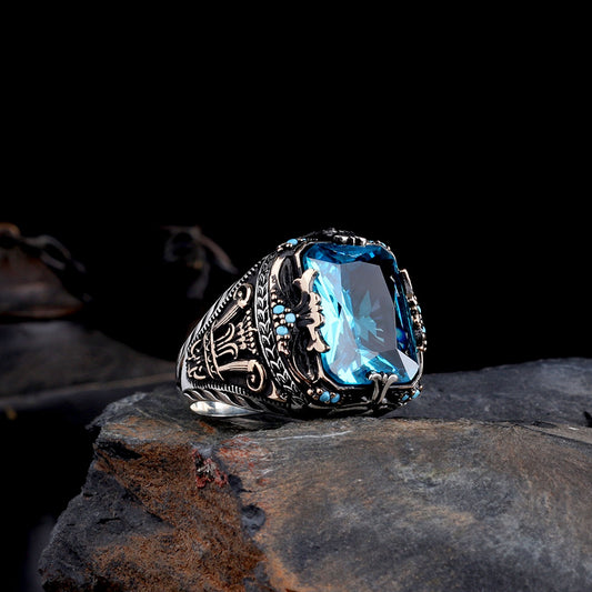 Men's Ring With Blue Stone CLMR0221