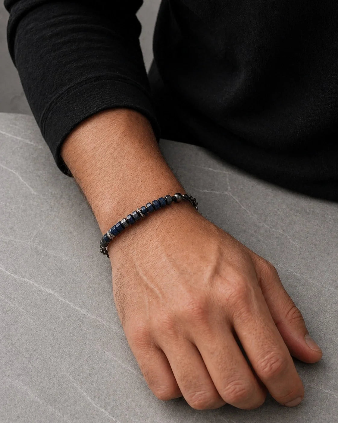 Lapis Lazuli Macramé Herenarmband | 925 Zilver