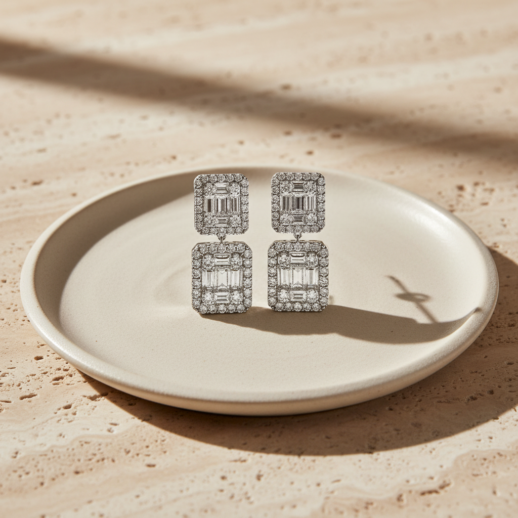 Silver luxury earrings with white zirconias DMNK005