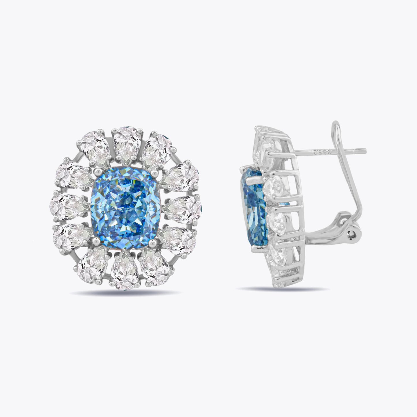 Silver luxury earrings with blue and white zirconias DMNK011