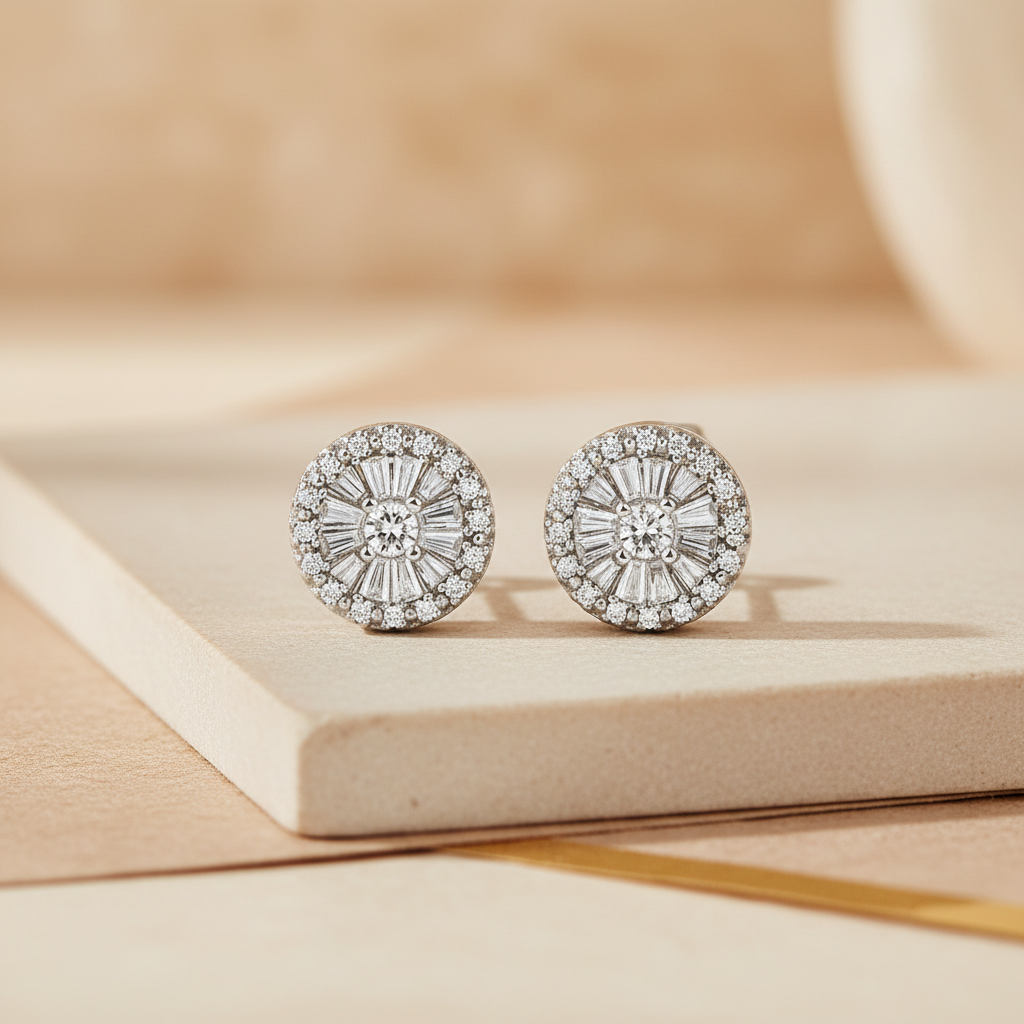 11mm zilveren oorstekers, bezet met witte zirconia's