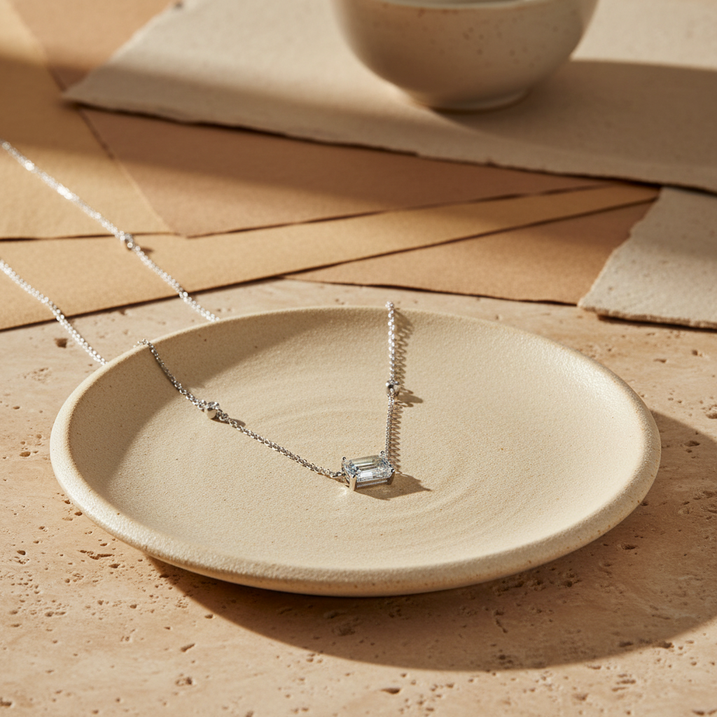 Minimalist 925 Sterling Silber Halskette mit Zirkonstein