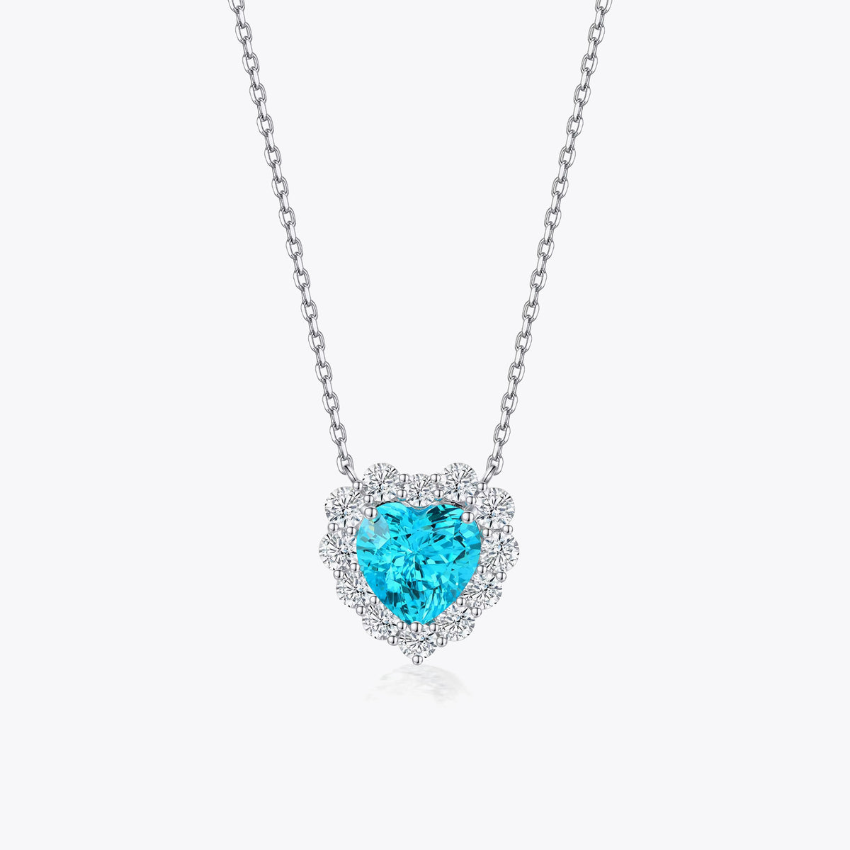 925 Sterling Zilveren Ketting met Blauwe Hartvormige Zirkoon