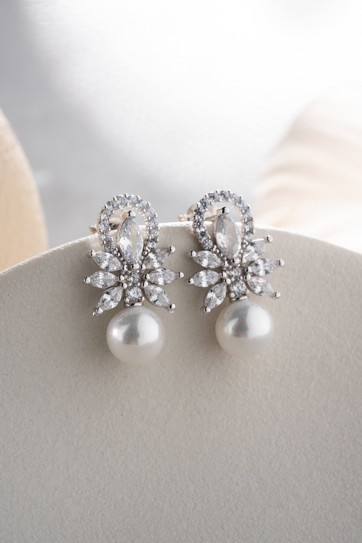 Parel Oorbellen met Zirkonia | 925 Zilver