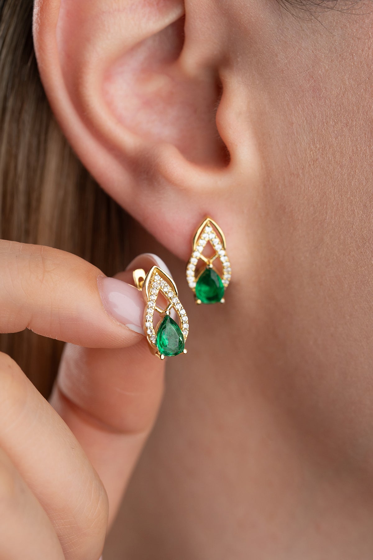 Druppel Oorbellen met Groene Zirkonia | 925 Zilver