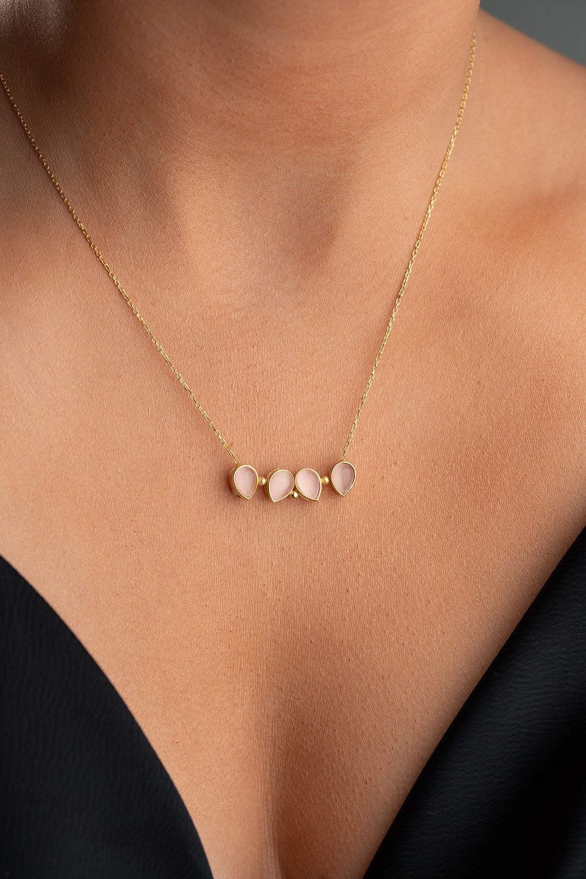 Klaver Ketting met Roze Stenen | 925 Zilver