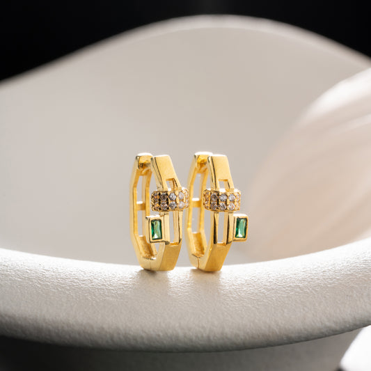 VÉRA Groene Baguette Oorbellen | 925 Zilver