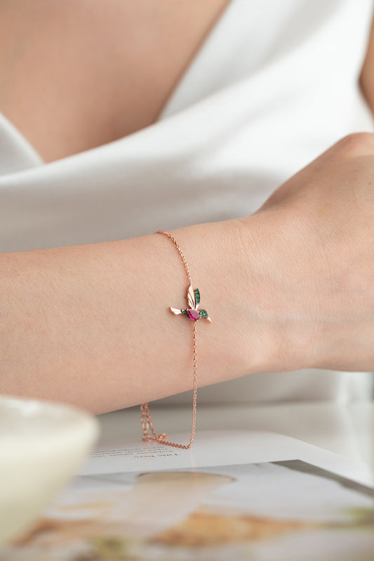 Kolibrie Armband – 925 Zilver Rosé