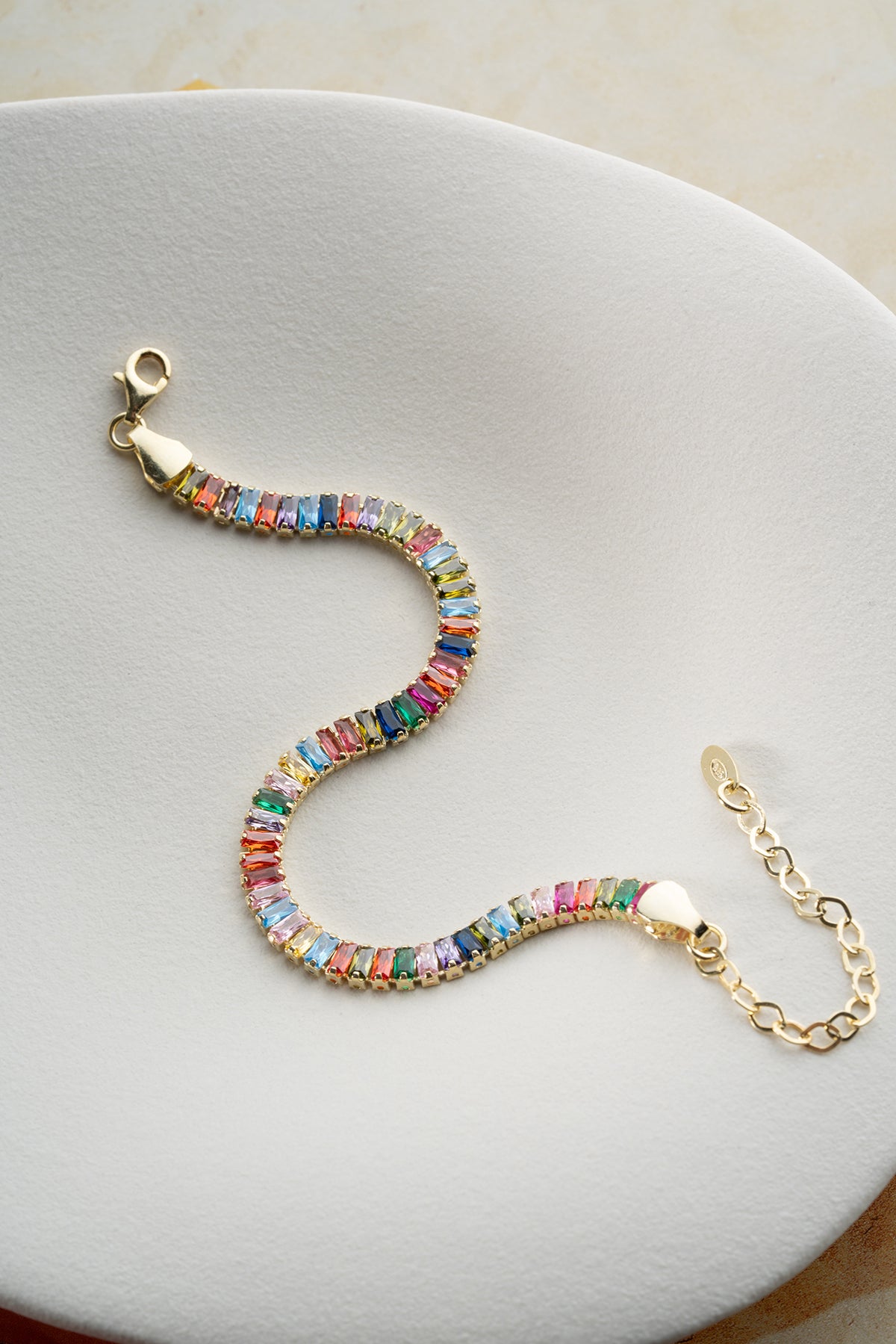 Armband met Kleurrijke Stenen – 925 Zilver Verguld