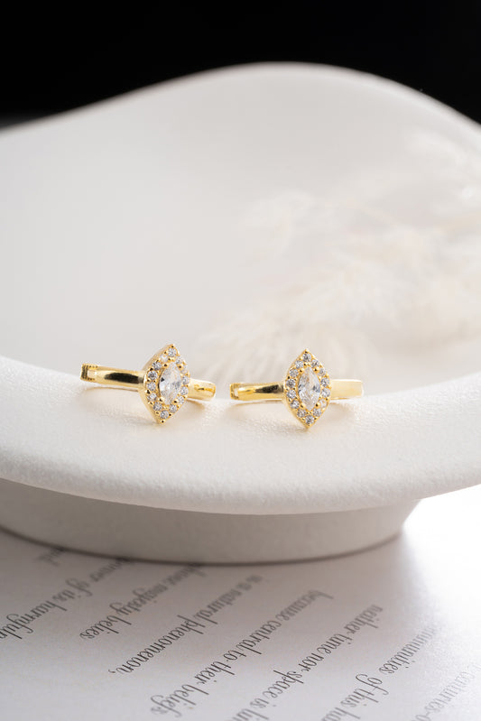 925 Sterling Silver Hoop Earrings with Marquise Stone