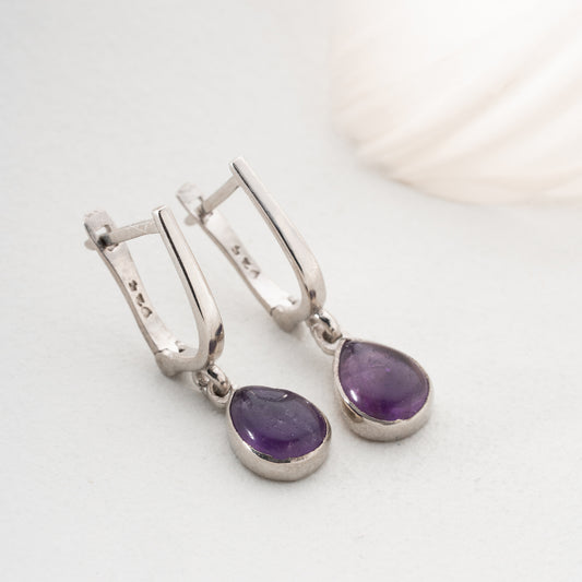 Silberohrringe mit natürlichem Amethyst