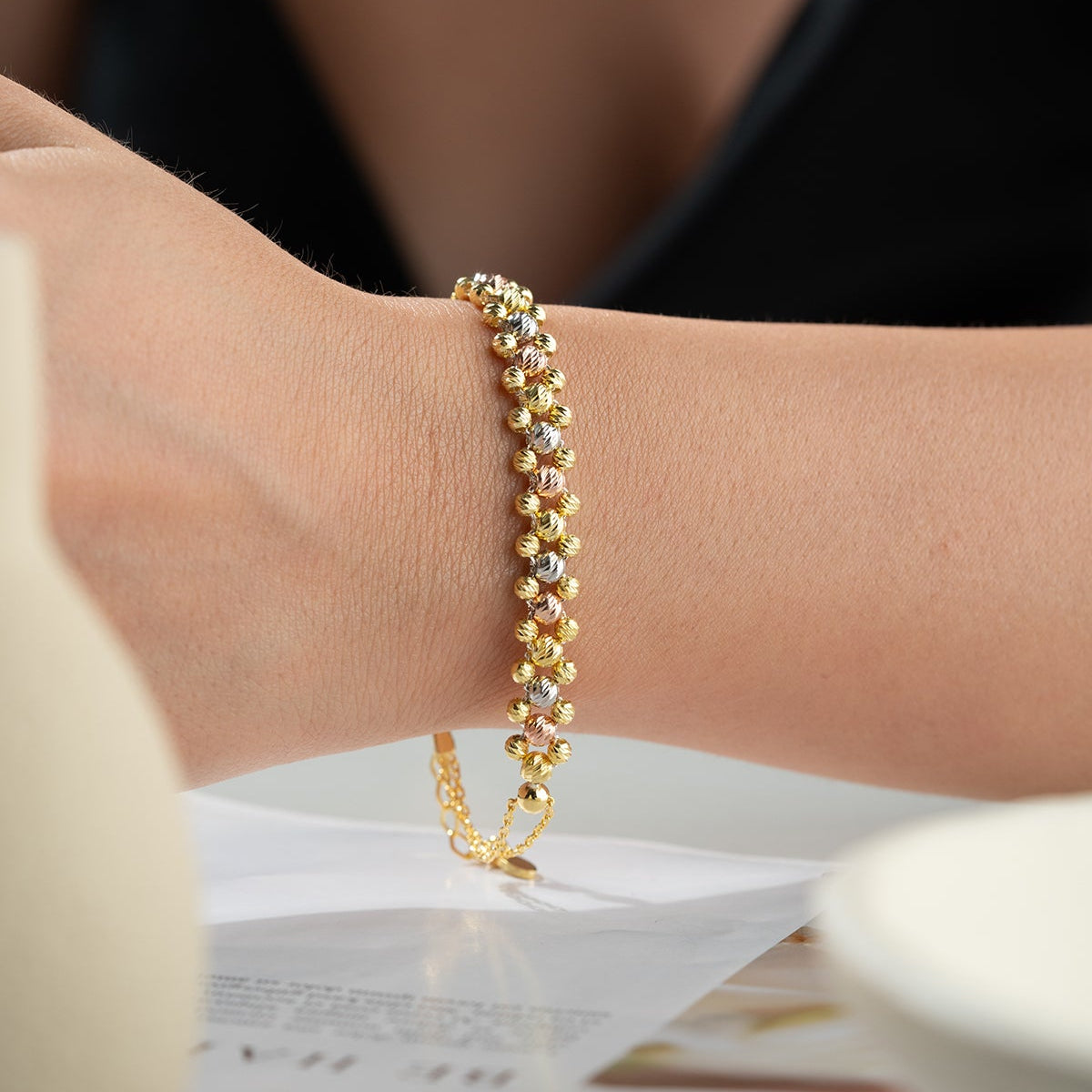 Driekleurige Armband van 925 Zilver met Kralen