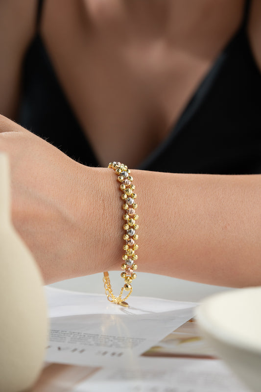 Driekleurige Armband van 925 Zilver met Kralen