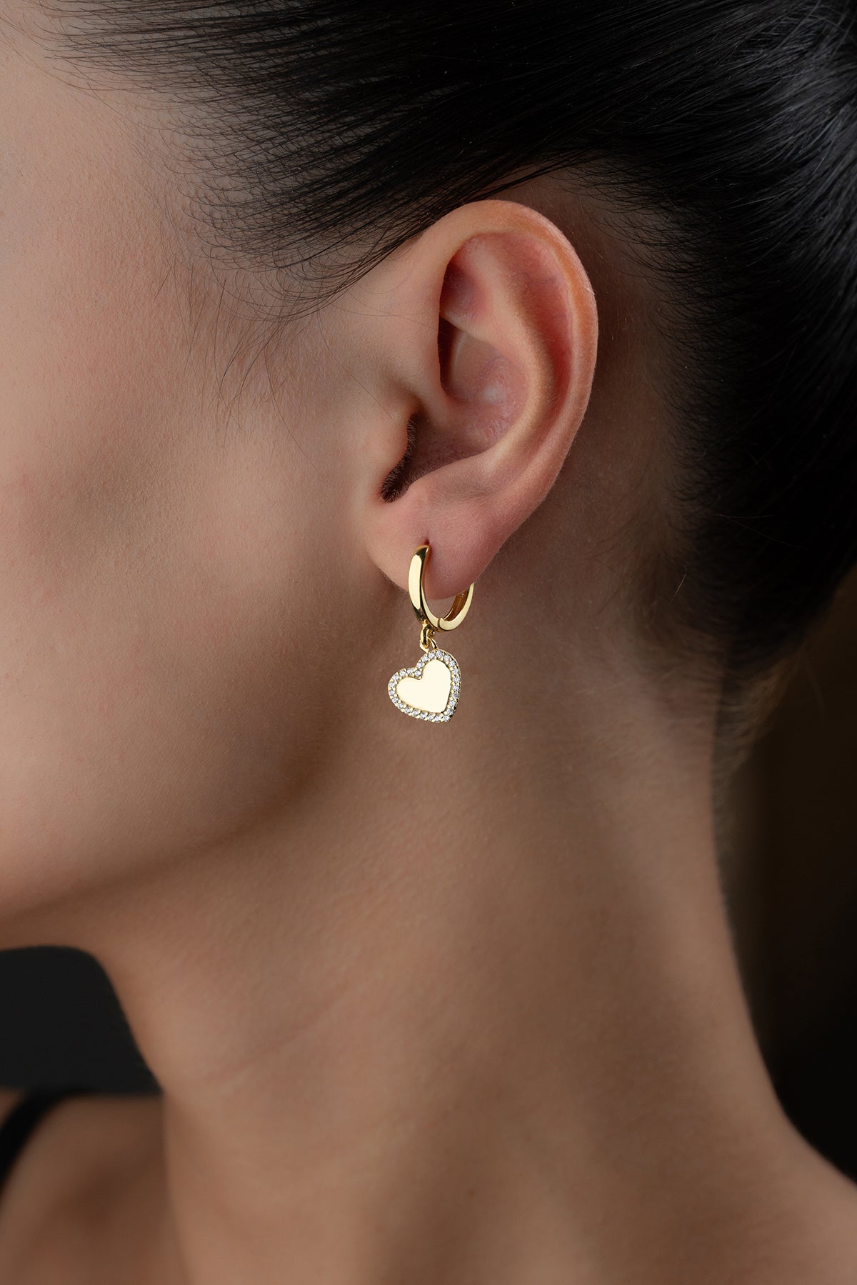 Heart-shaped Earrings with Stones