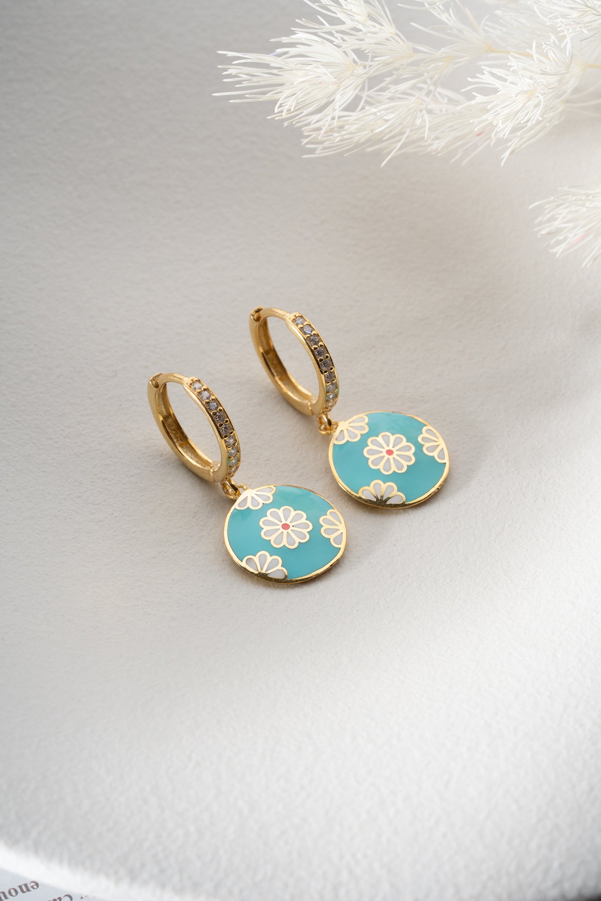 Enamel Flower Earrings - 925 Sterling Silver