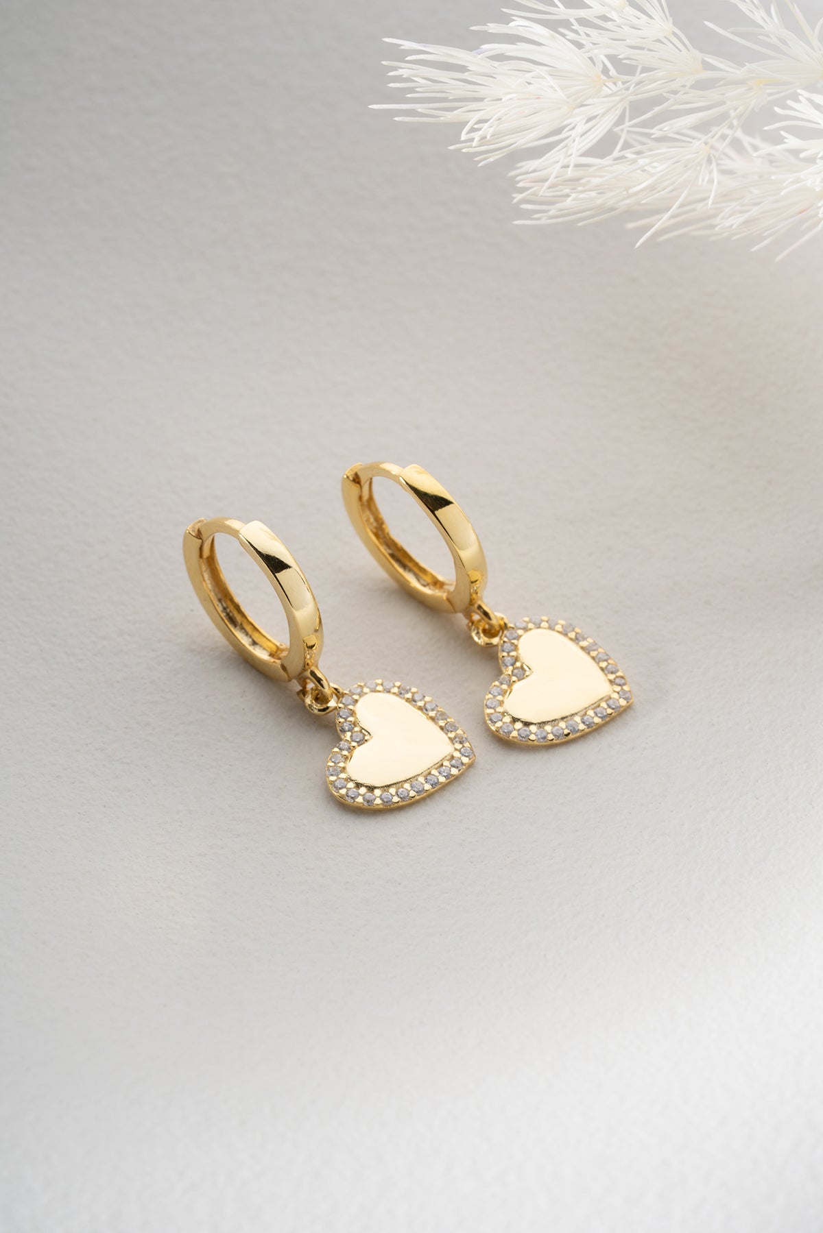 Heart-shaped Earrings with Stones