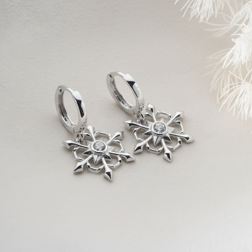 Earrings with Star-shaped Pendant